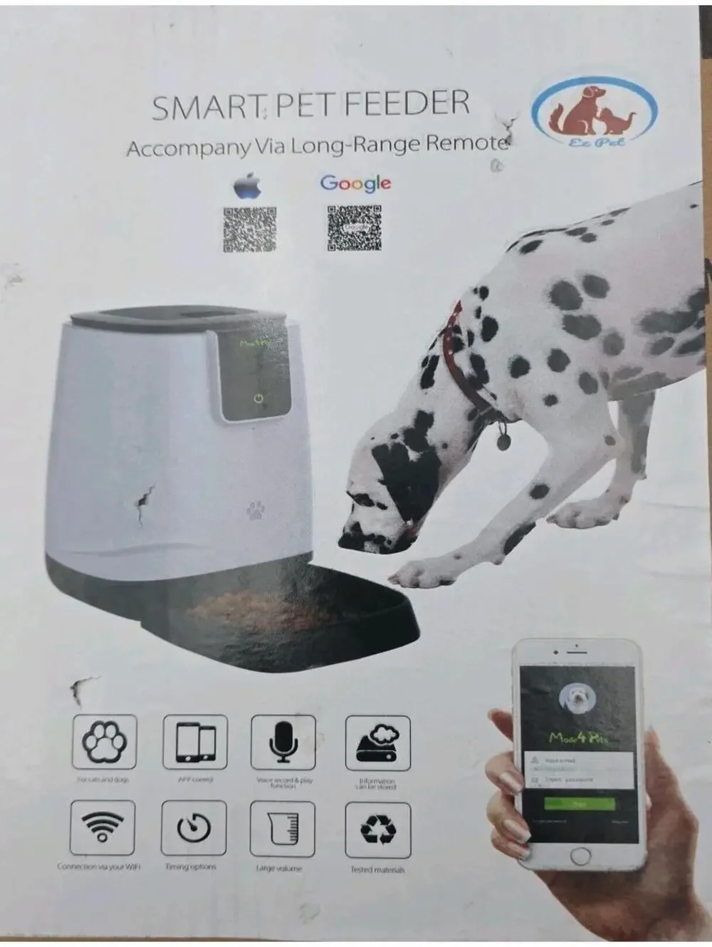 Smart Pet Feeder EZ-PET Programmable phone app Automatic Feeder Cat/Dog